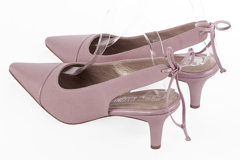Dusty rose pink women's elegant sneakers. Pointed toe. Medium slim heel. Rear view - Florence KOOIJMAN